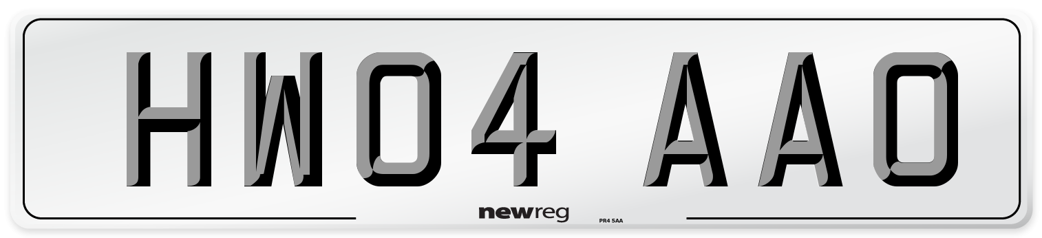HW04 AAO Number Plate from New Reg